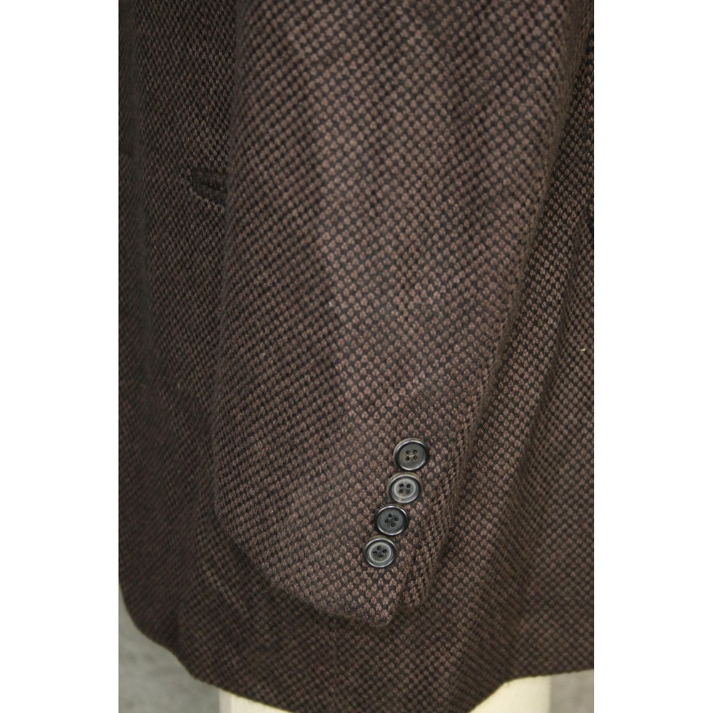 VTG Valentino Boutique Blazer Men 38R Brown Check Pure Cashmere Sport Coat Italy - Picture 6 of 16
